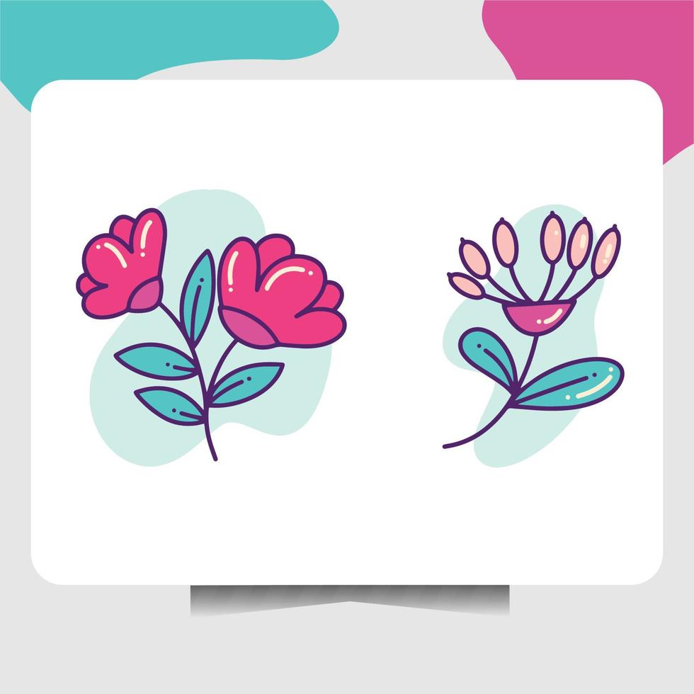 abstract doodle flower with flat design vector