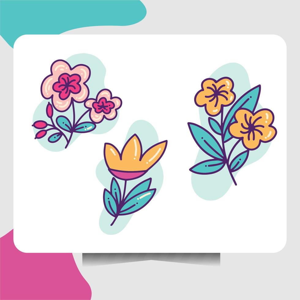 abstract doodle flower with flat design vector