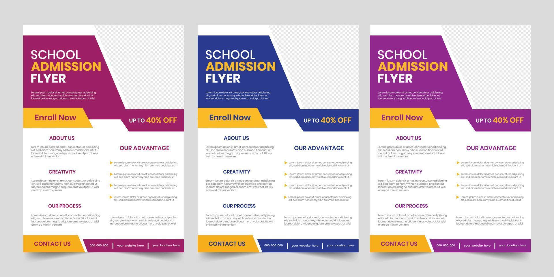 New admission Print high school primary publication academic page design vector