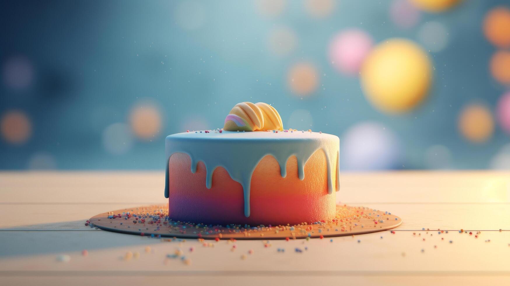 Birthday Background with cake. Illustration photo