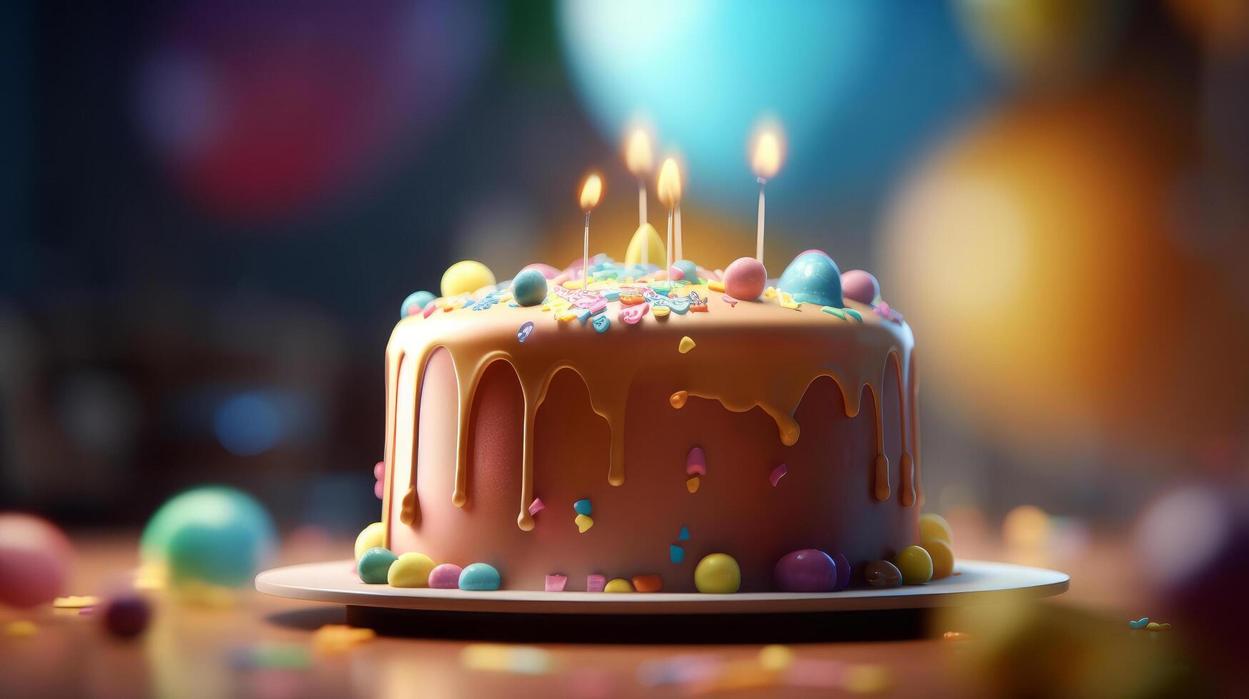 Birthday Background with cake. Illustration photo