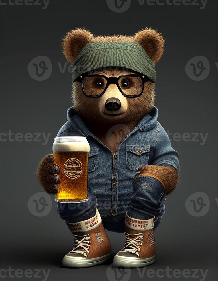 Teddy bear wearing clothes realistic illustration created with ai tools photo