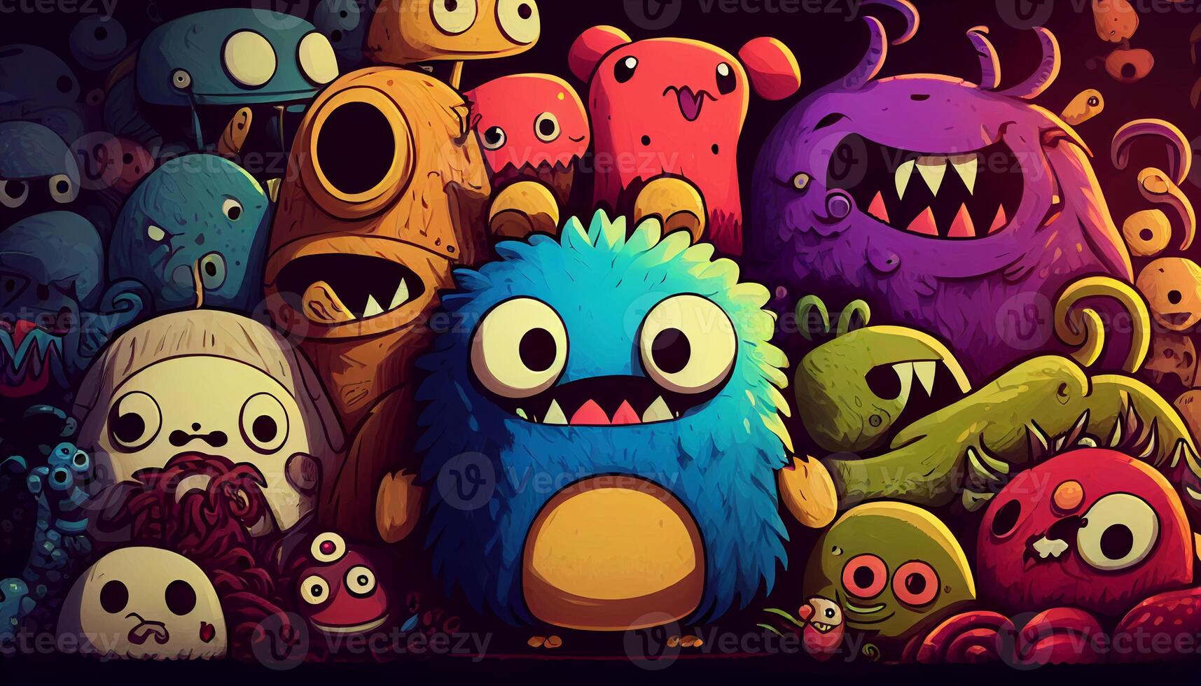 Cute and colorful doodle monster created with ai tools photo