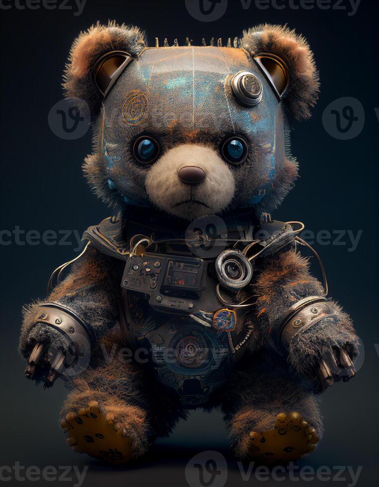 Teddy bear wearing clothes realistic illustration created with ai tools photo