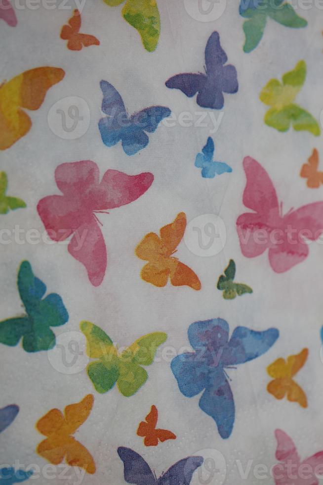 Colorful butterflies on white napkin paper close up background big size high quality instant print stock photography photo