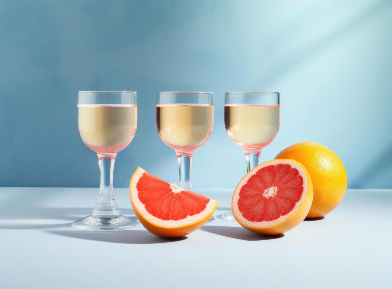 Glass of grapefruit juice with slices of orange Illustration photo