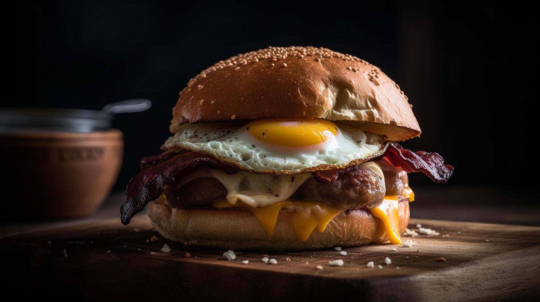 tocino huevo desayuno emparedado. ilustración ai generativo foto