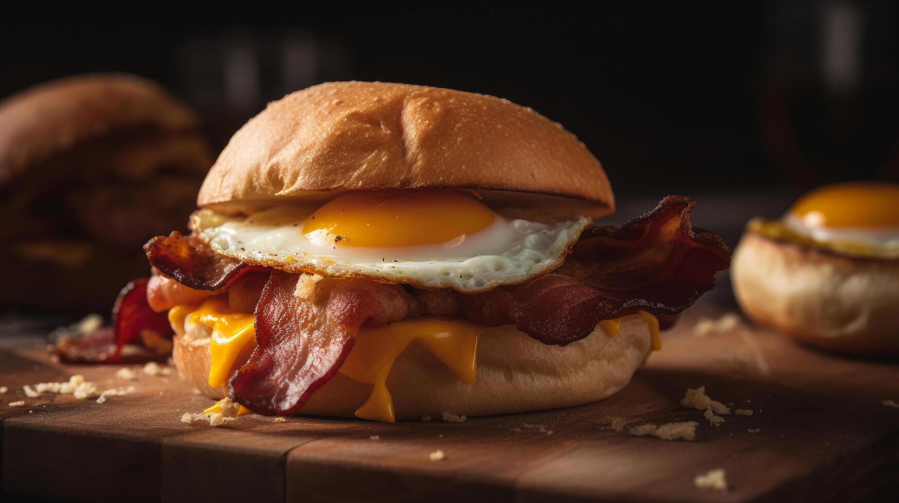 tocino huevo desayuno emparedado. ilustración ai generativo foto