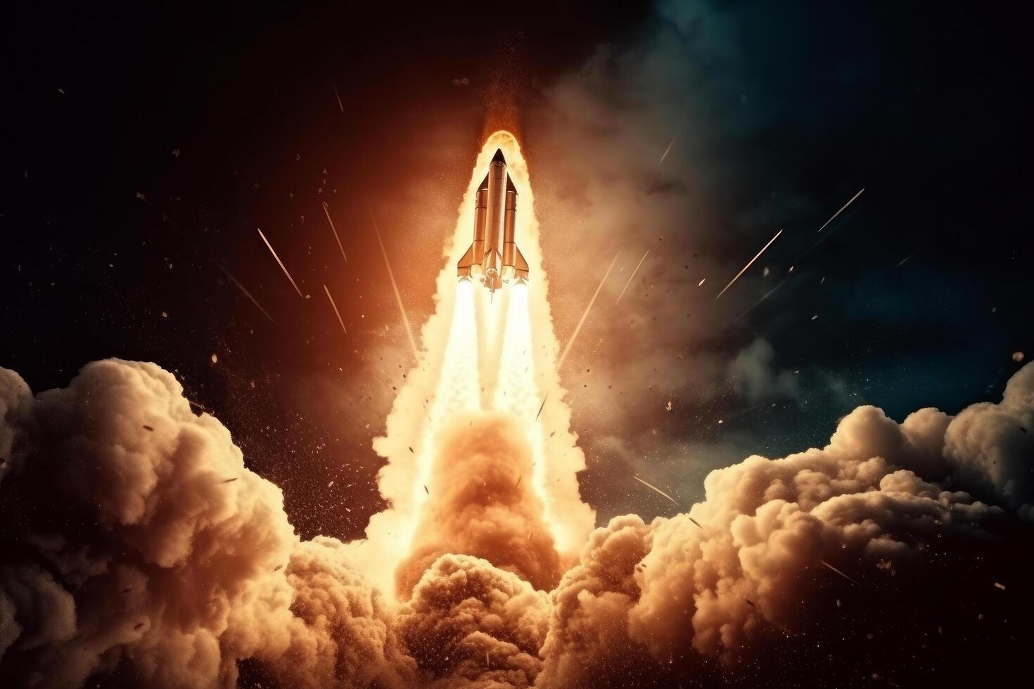 Space wallpaper rocket launch explosion with fire exploding. Illustration photo