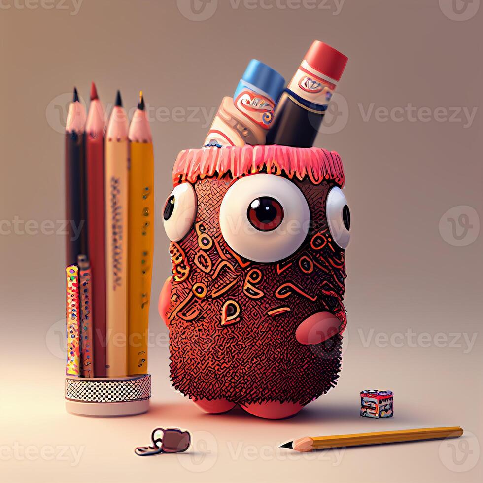 Cute and colorful doodle monster created with ai tools photo