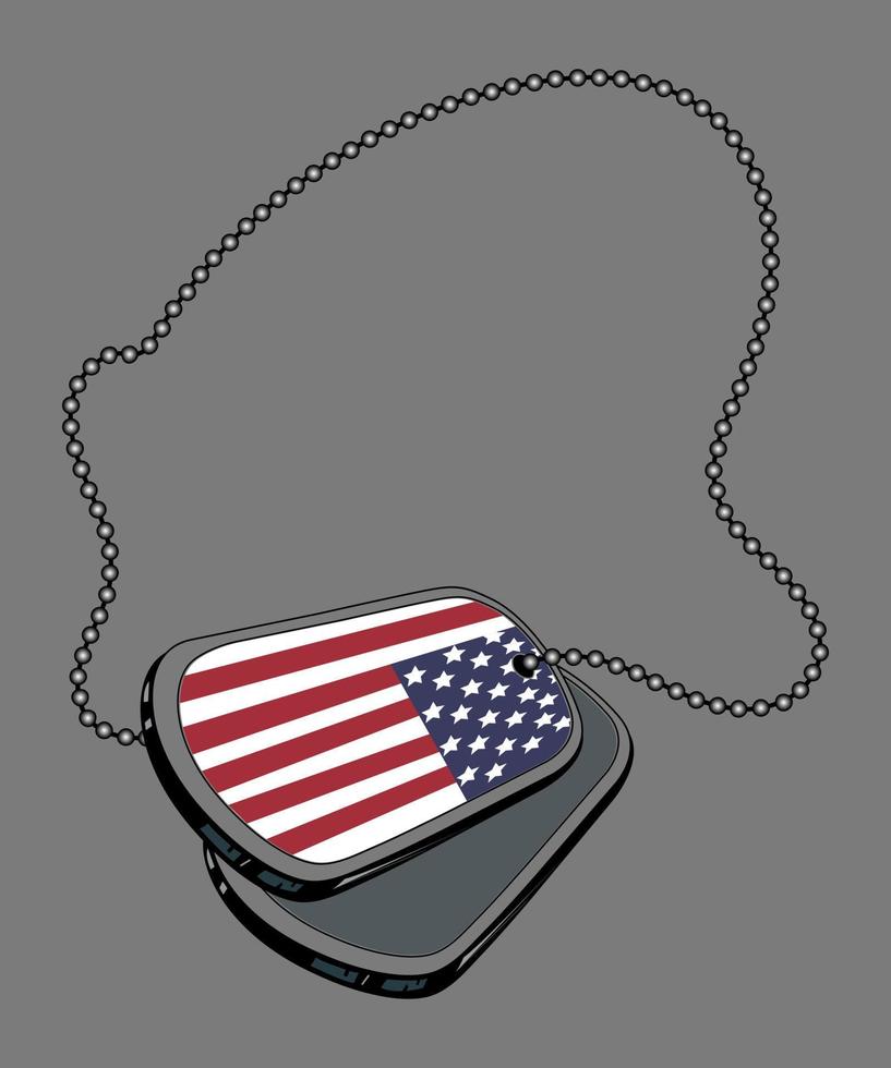 USA flag on a steel dog tag, USA dog tag vector