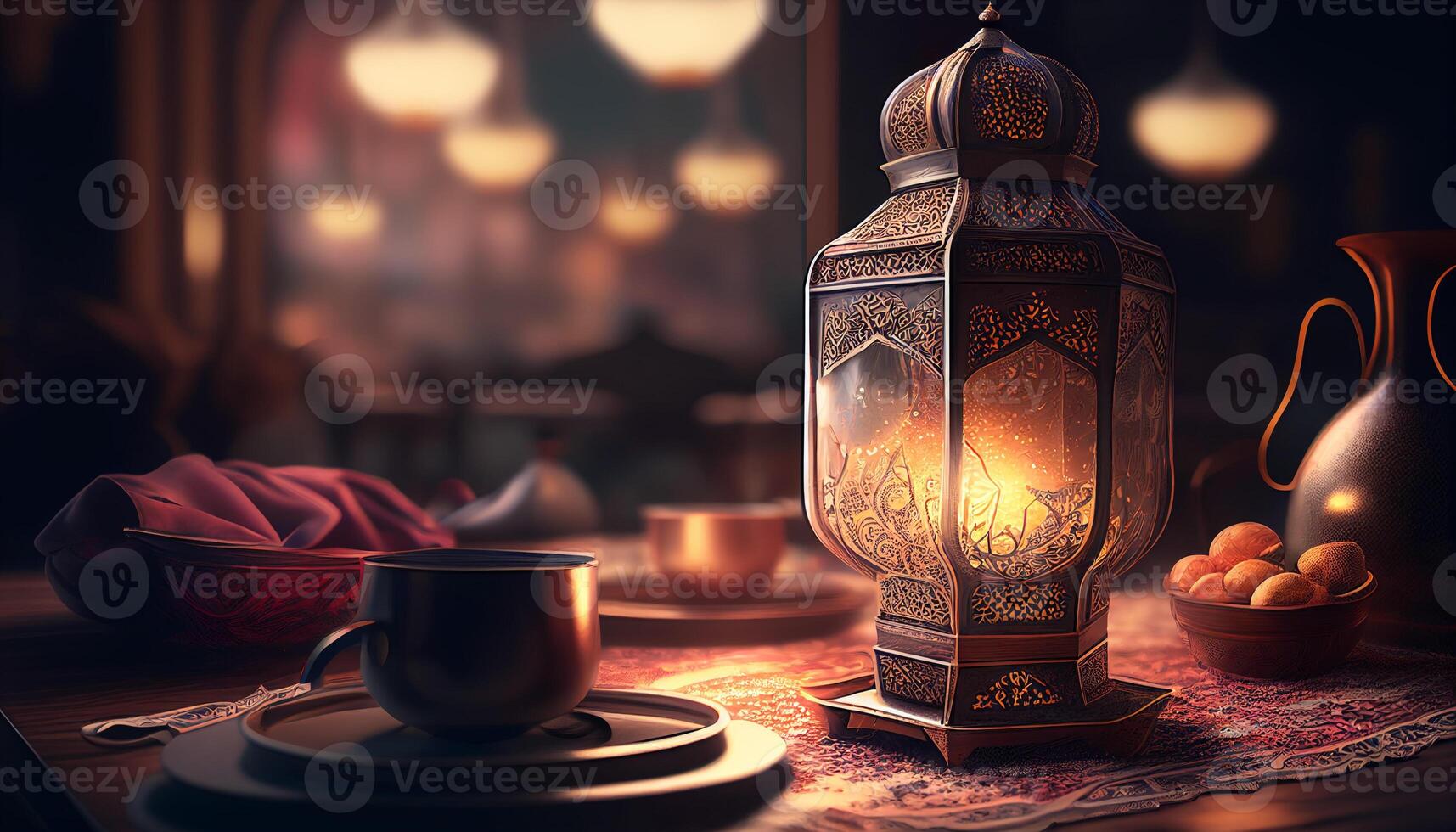 Islamic ramadan background created with ai tools photo