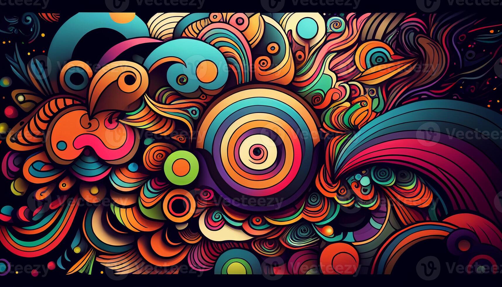 Colorful doodles background created with ai tools photo