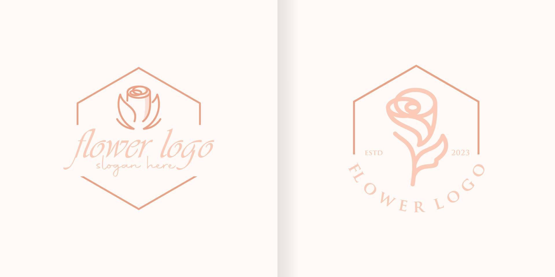 hermosa colección de elegante minimalista Rosa flores en un línea Arte estilo. logo utilizando cosmético, yoga y spa logo diseño inspiración vector