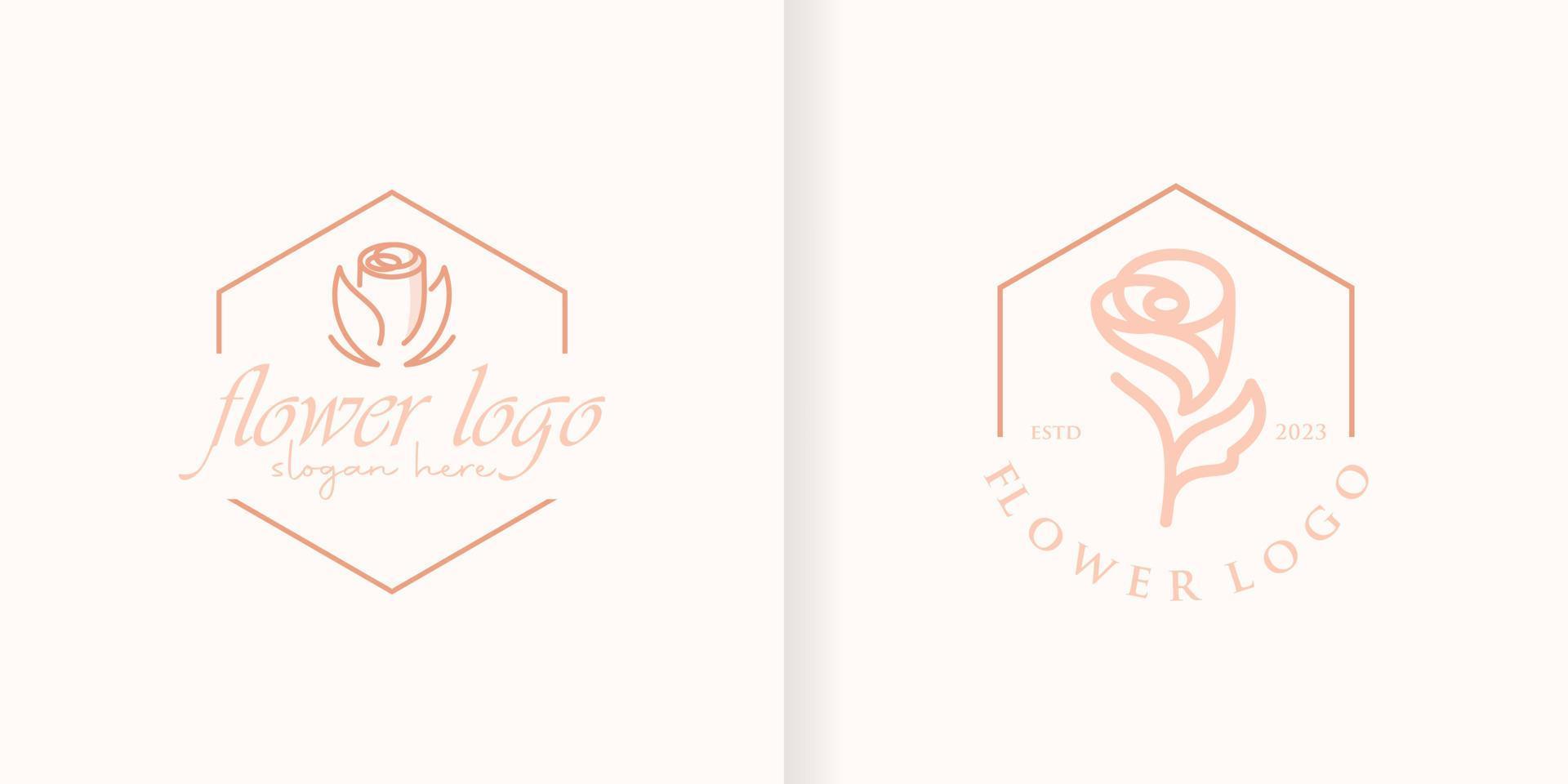 Beautiful collection of elegant minimalist rose flowers in a line art style. logo using cosmetic, yoga and spa logo design inspiration vector