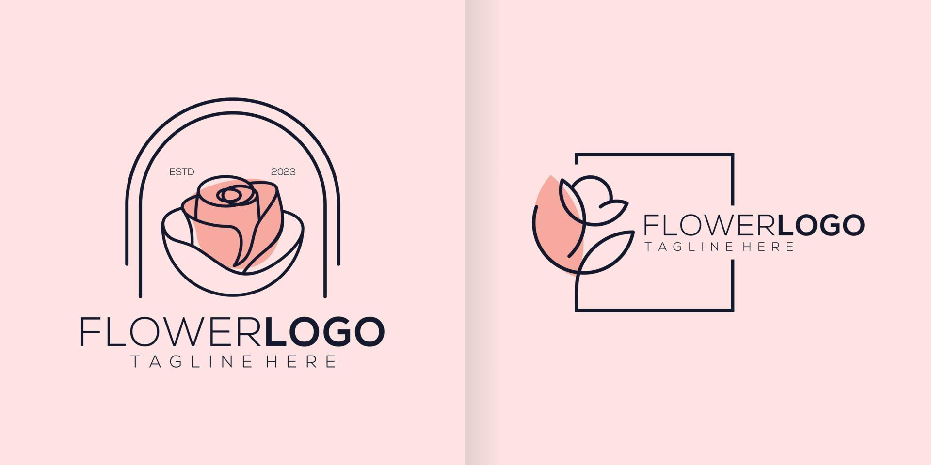 Luxury flower vector logotype. Linear universal leaf floral logo