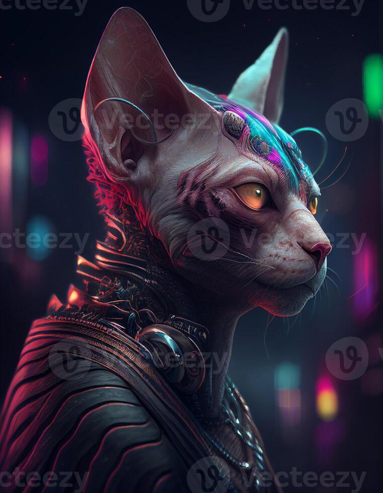 Sphynx cat illustration created with ai tools photo