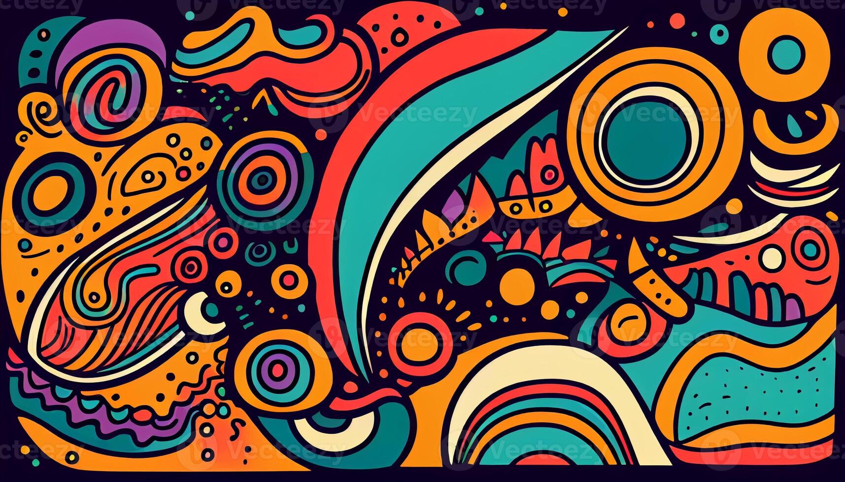 Colorful doodles background created with ai tools photo