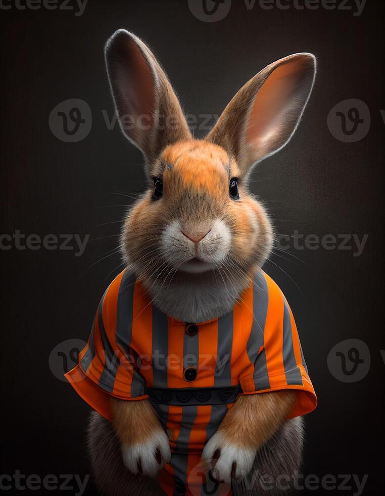 Rabbit wearing clothes realistic illustration created with ai tools photo