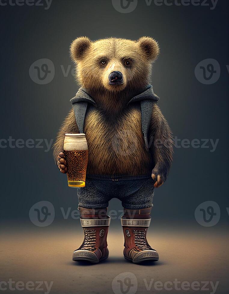 Teddy bear wearing clothes realistic illustration created with ai tools photo