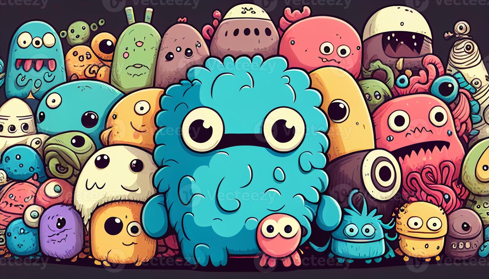 Cute and colorful doodle monster created with ai tools photo