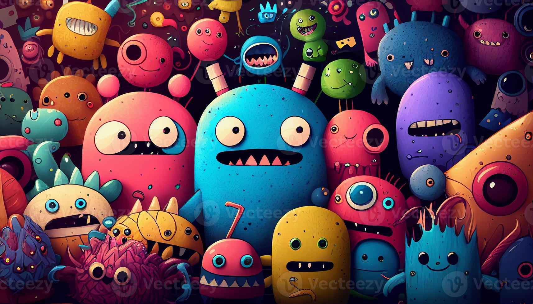 Cute colorful doodle monster created with ai tools photo