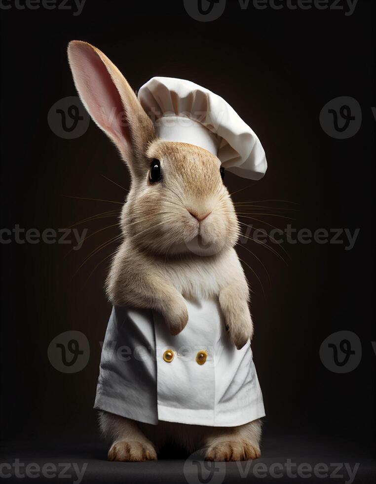 Rabbit wearing clothes realistic illustration created with ai tools photo