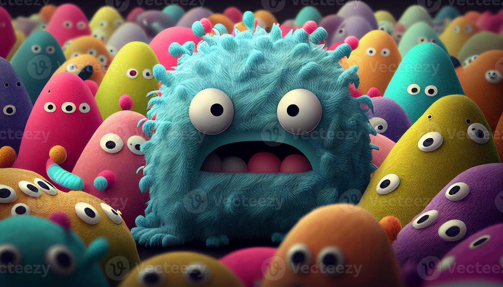 Cute colorful doodle monster created with ai tools photo