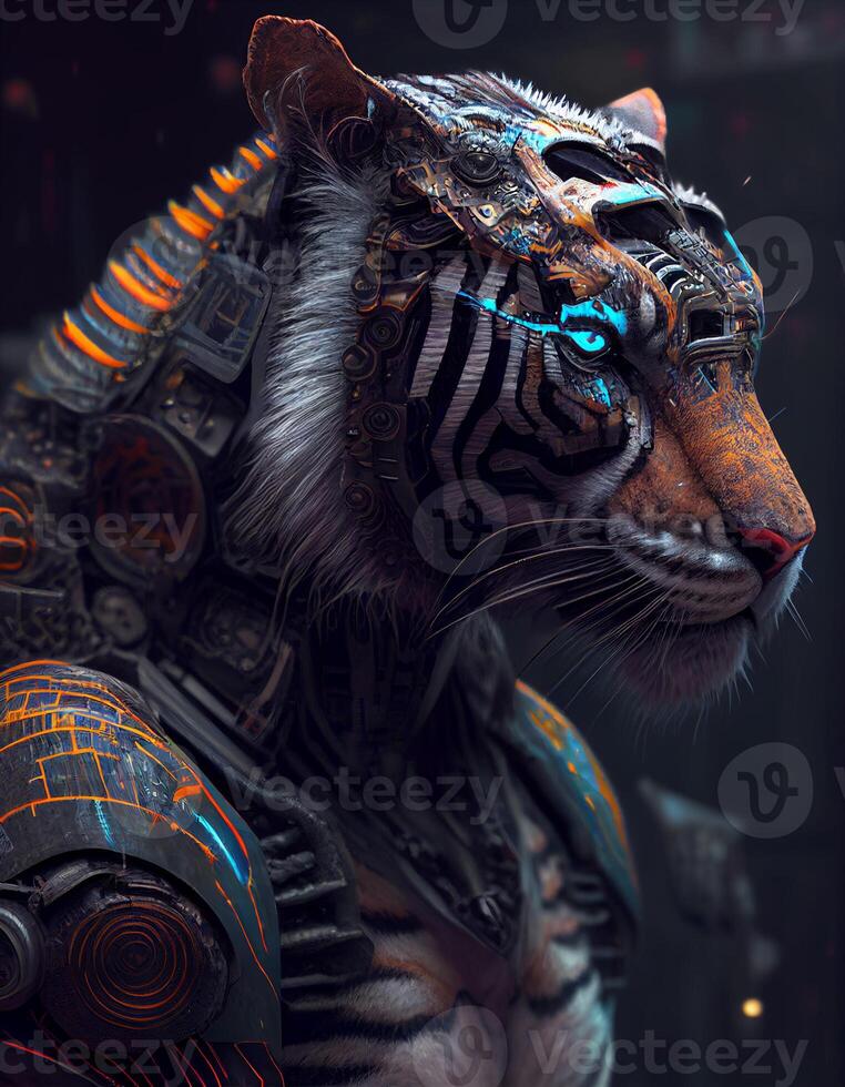 cyberpunk Tigre realista ilustración creado con ai herramientas foto