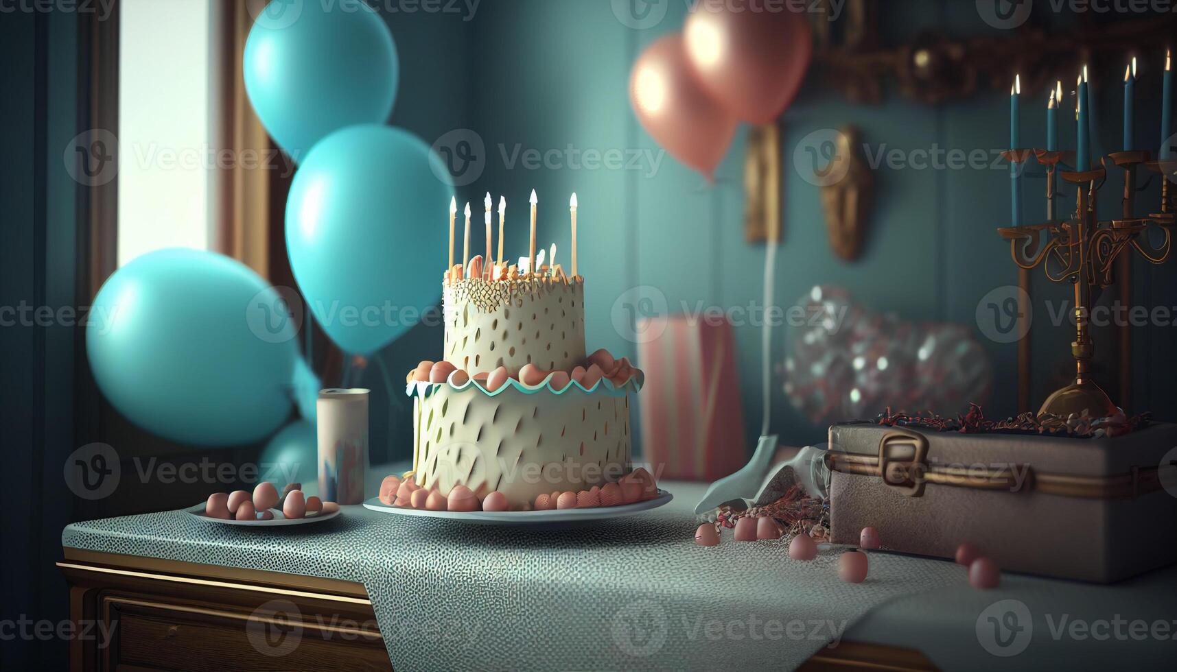 Colorful birthday background created with ai tools photo