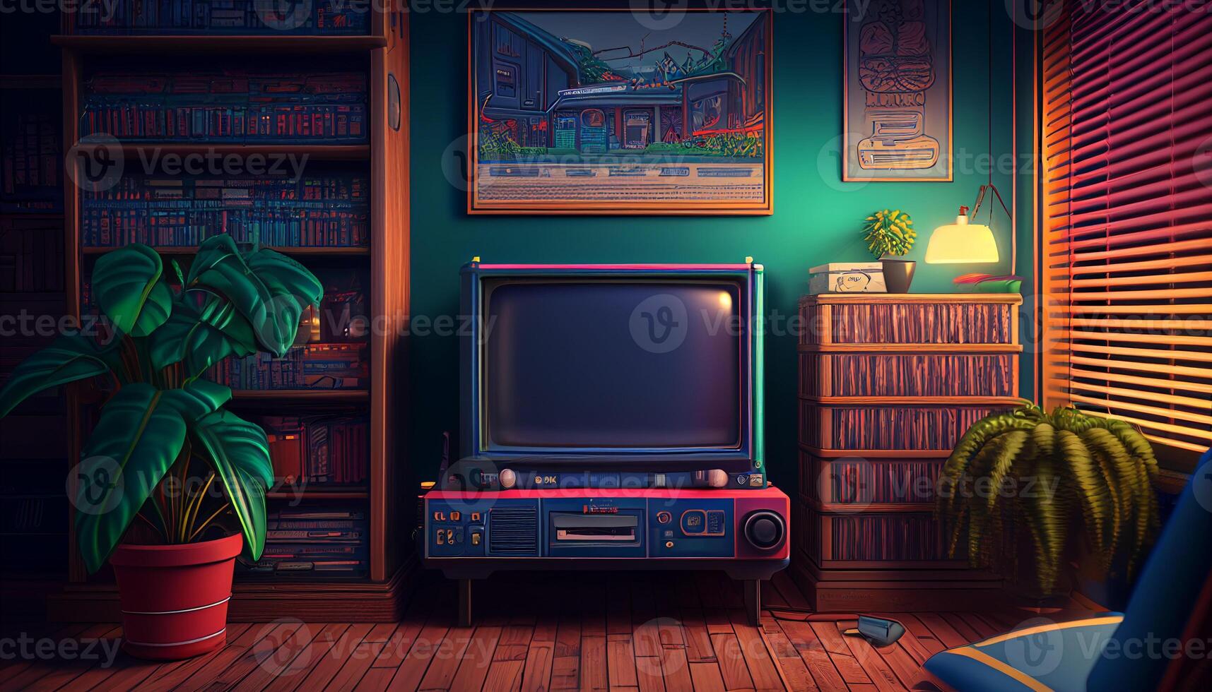 colorful 90's background created with ai tools photo