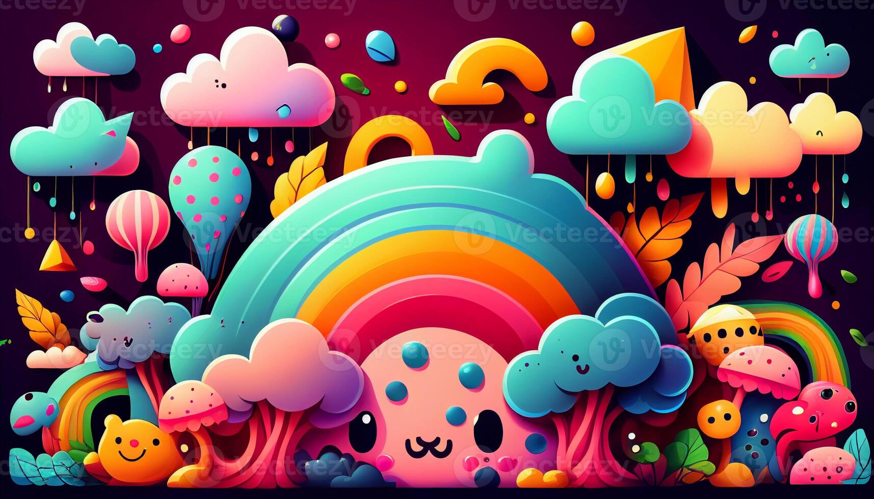 Colorful doodles background created with ai tools photo