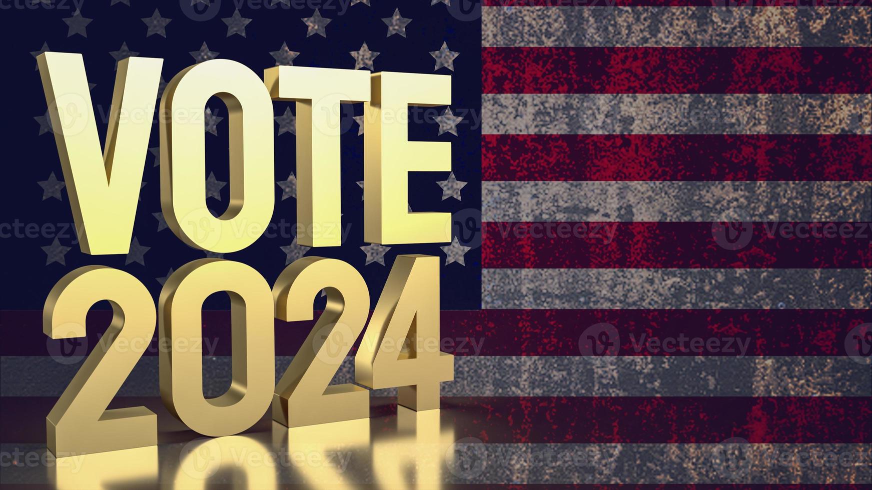 Text vote 2024 on united stage of America  flag  3d rendering photo