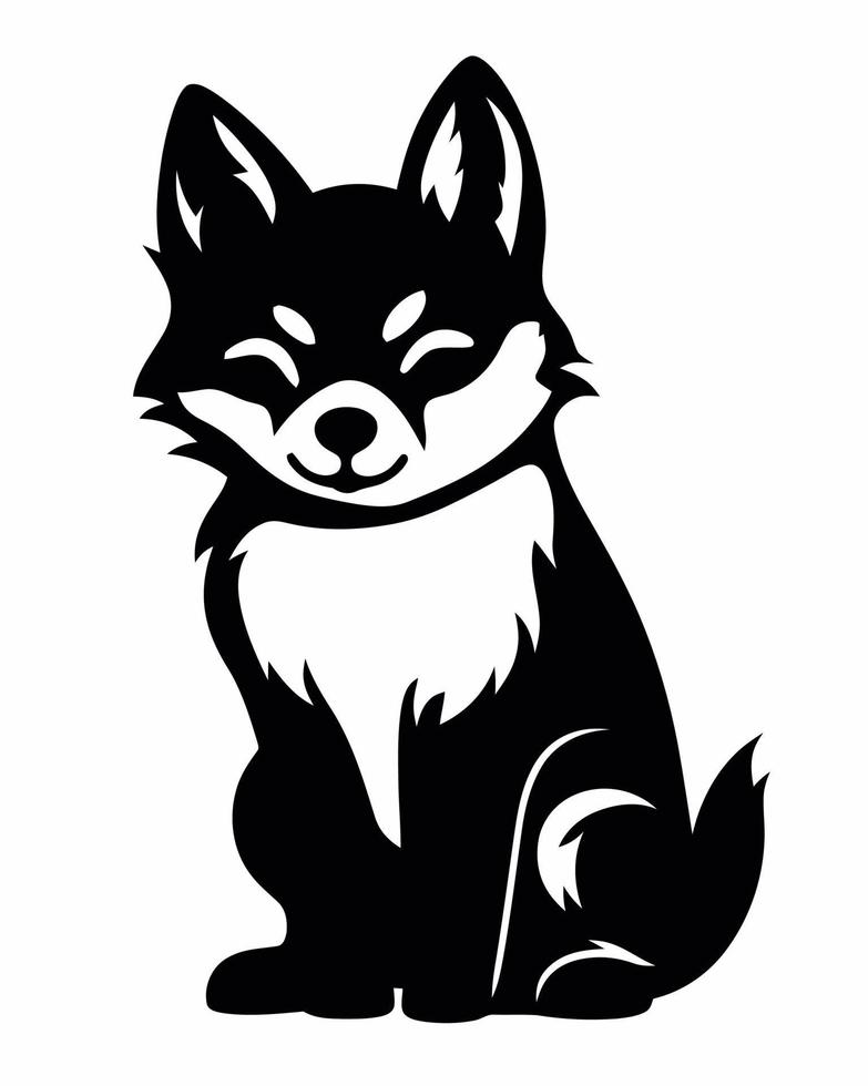 Simple Black and White Dog vector