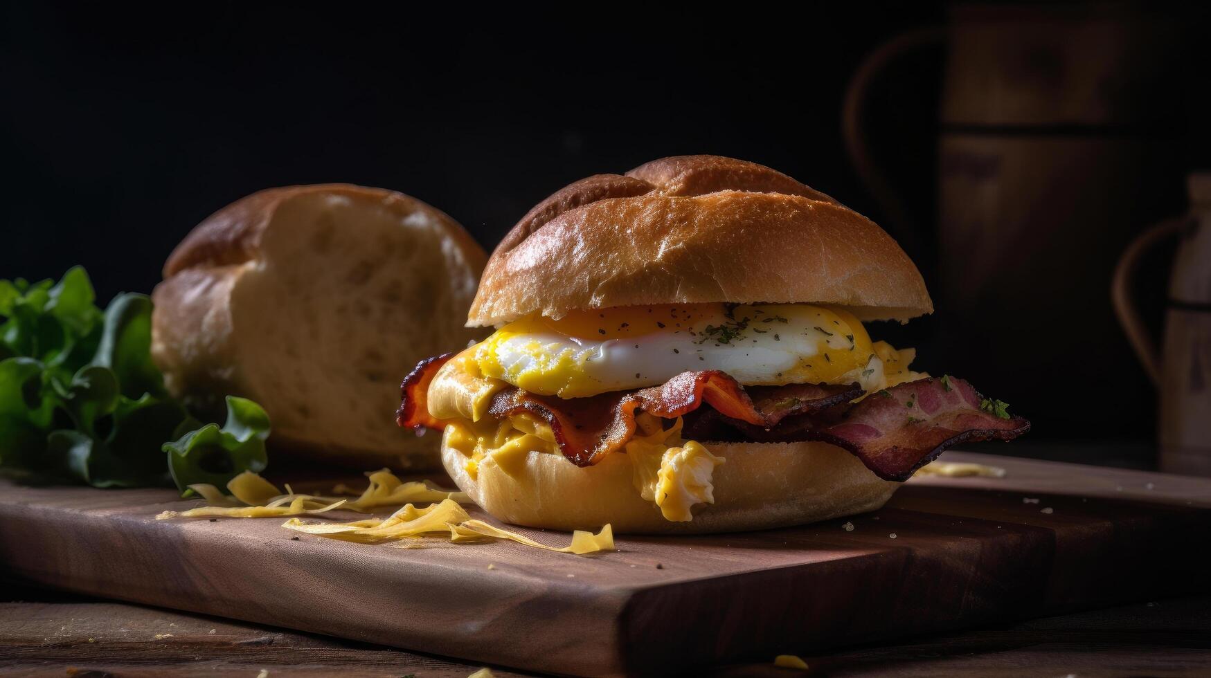 Bacon egg breakfast sandwich. Illustration photo