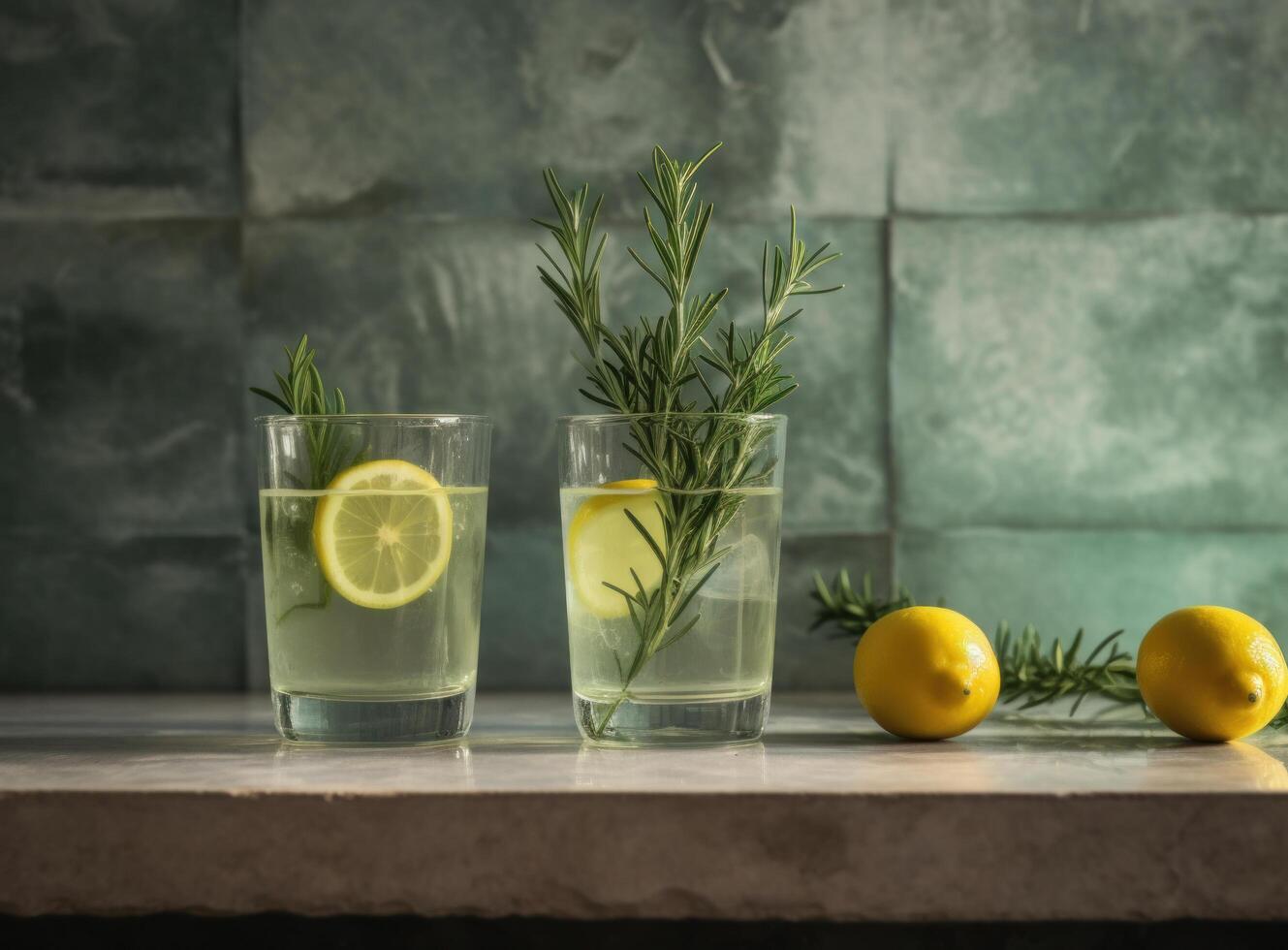 Lemonade with lemon. Illustration photo