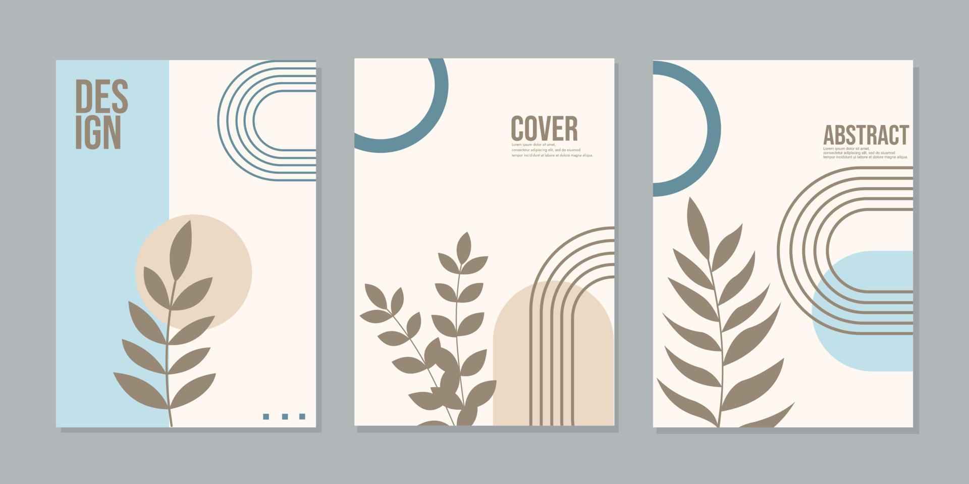 boho book cover set.botanical abstract style and floral design. For notebooks, planners, brochures, books, catalogs, cards, invitations etc. Vector illustration.