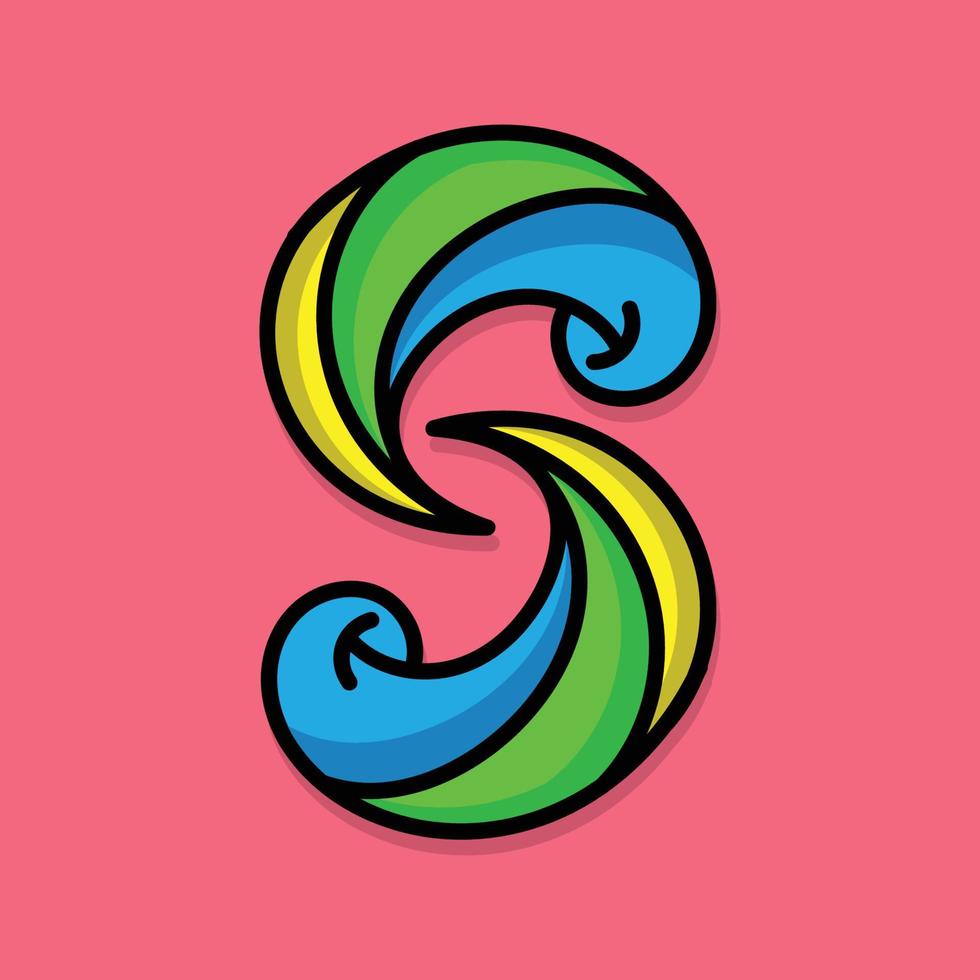 Letter 'S' Abstract Colorful Font Graphic Vector Illustration
