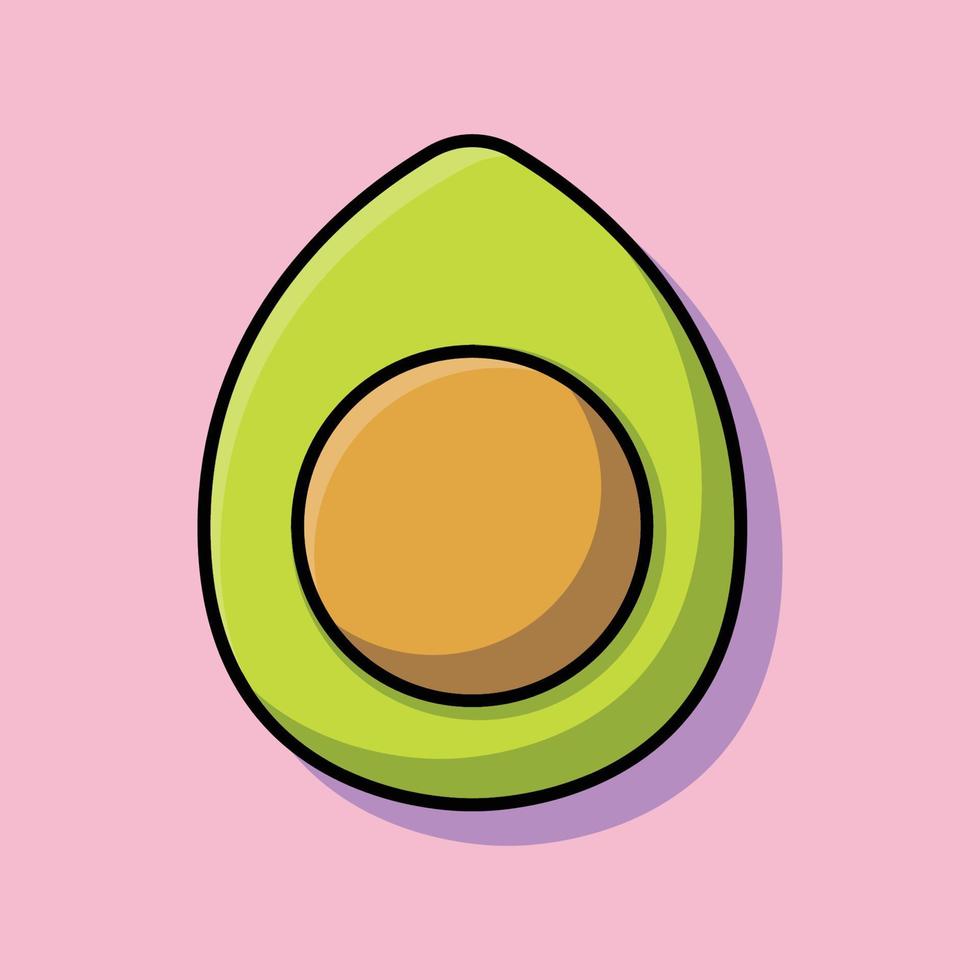 Fresh Avocado. Avocado isolated on Light pink background. Isolated Icon Food Avocado. For your design. Cartoon flat design vector