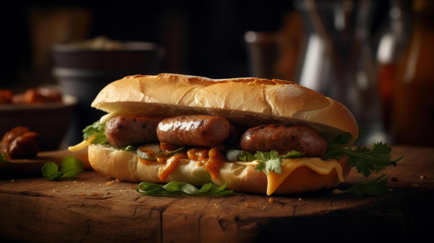 Argentine sausage sandwich Illustration photo