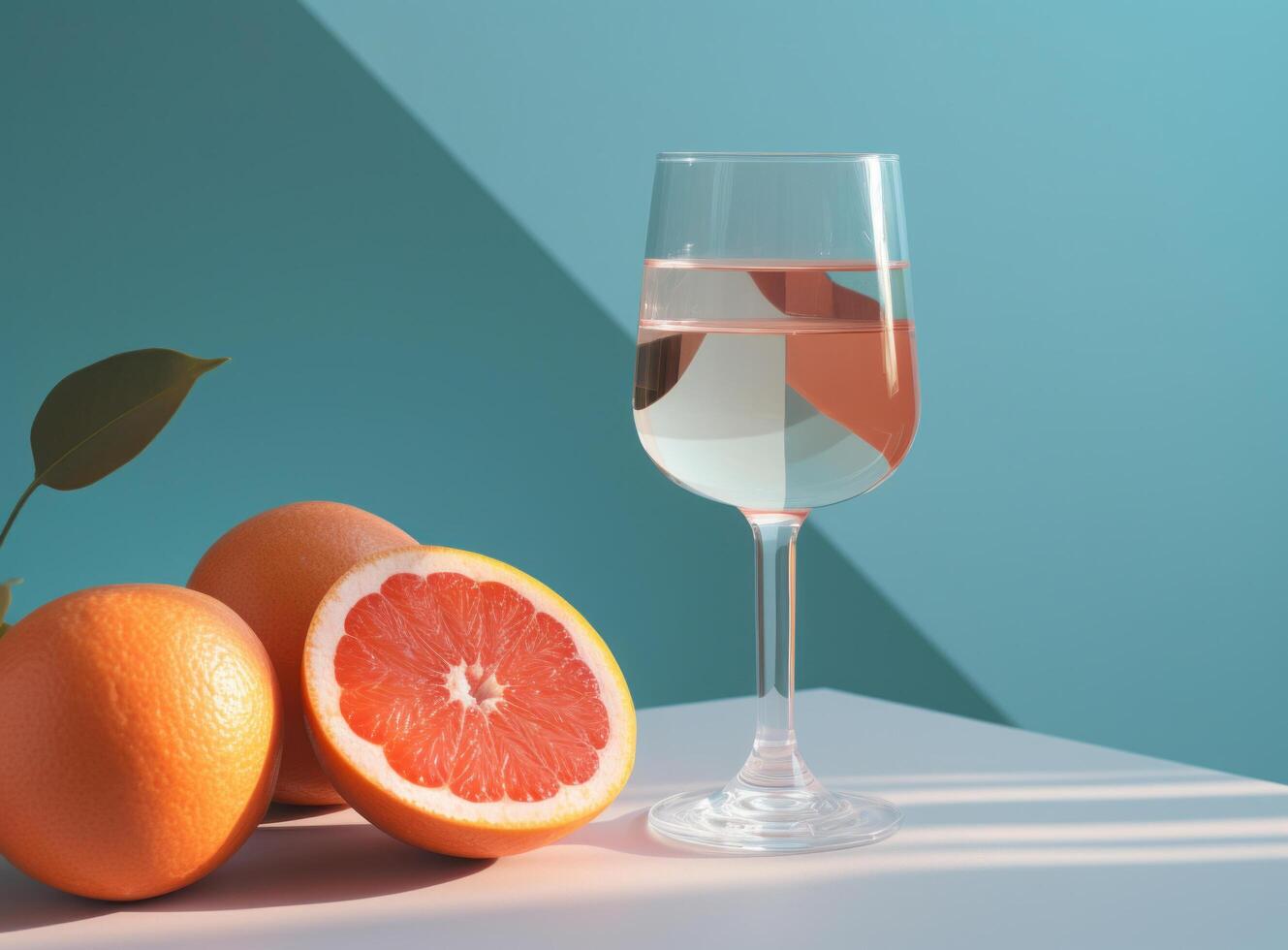 Glass of grapefruit juice with slices of orange Illustration photo