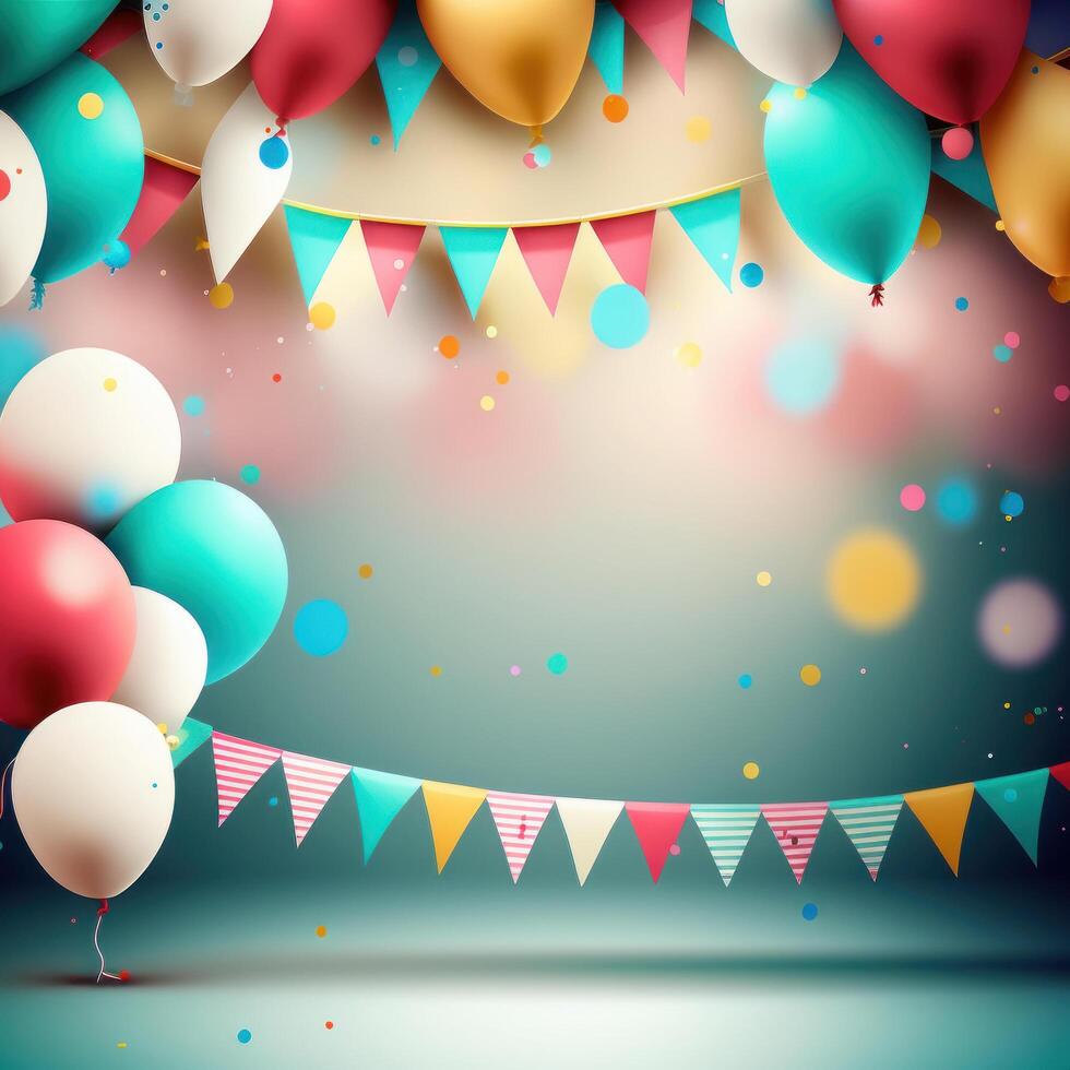 Happy Birthday Background with Balloons. Illustration photo