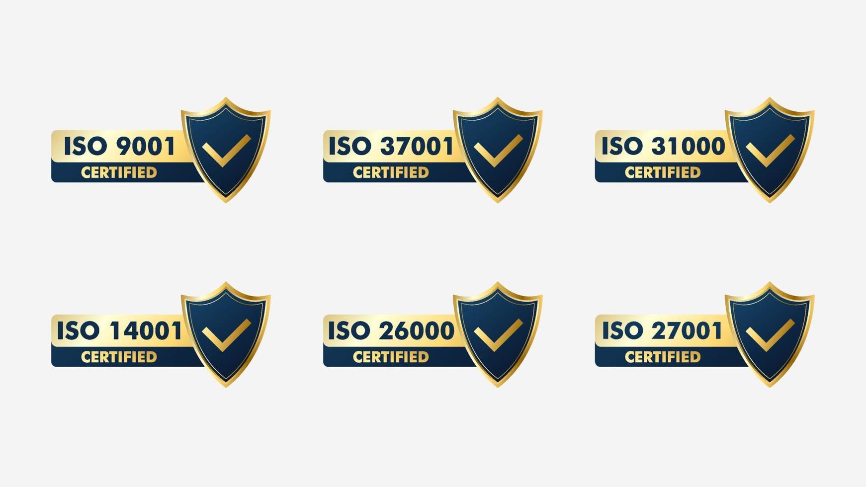 conjunto de Yo asi Certificación sello y etiquetas calidad administración sistema, Yo asi 9001, Yo asi 22000, Yo asi 14001 vector