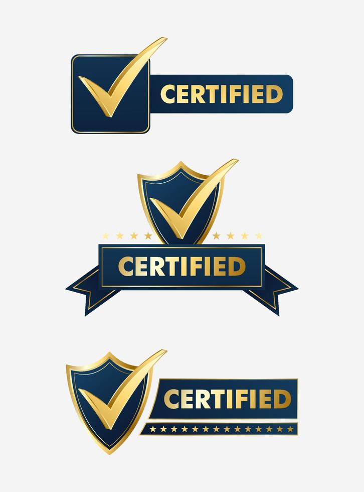 Set of ISO Certification stamp and labels quality management system, ISO 9001, ISO 22000, ISO 14001 vector