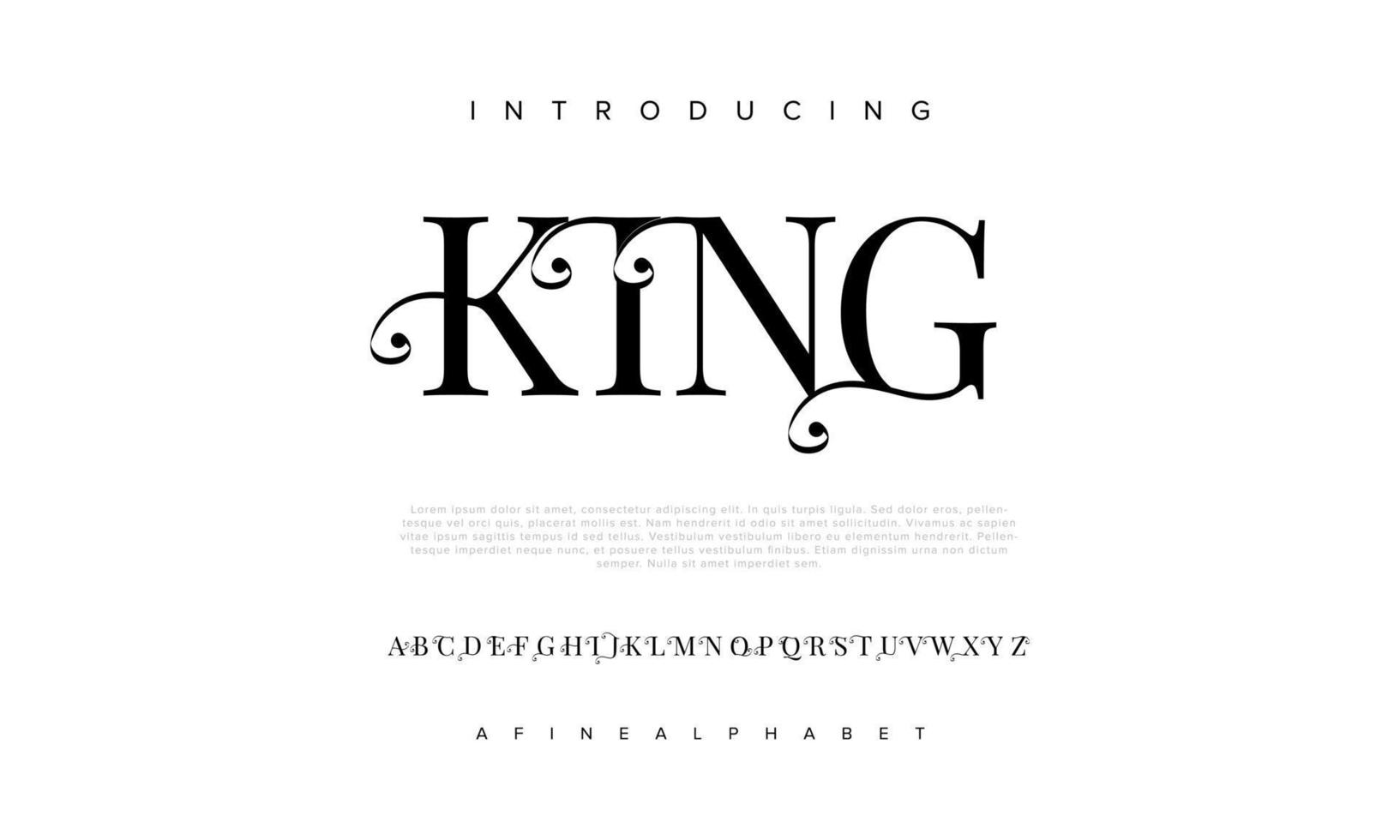 King abstract Fashion font alphabet. Minimal modern urban fonts for logo, brand etc. Typography typeface uppercase lowercase and number. vector illustration