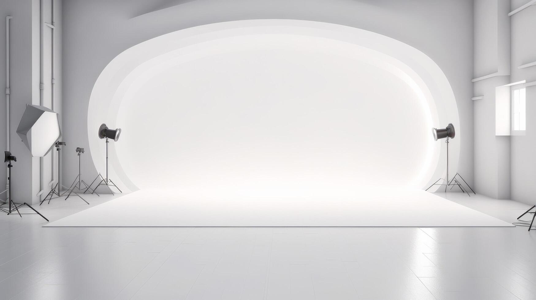 Empty white studio room. Illustration photo