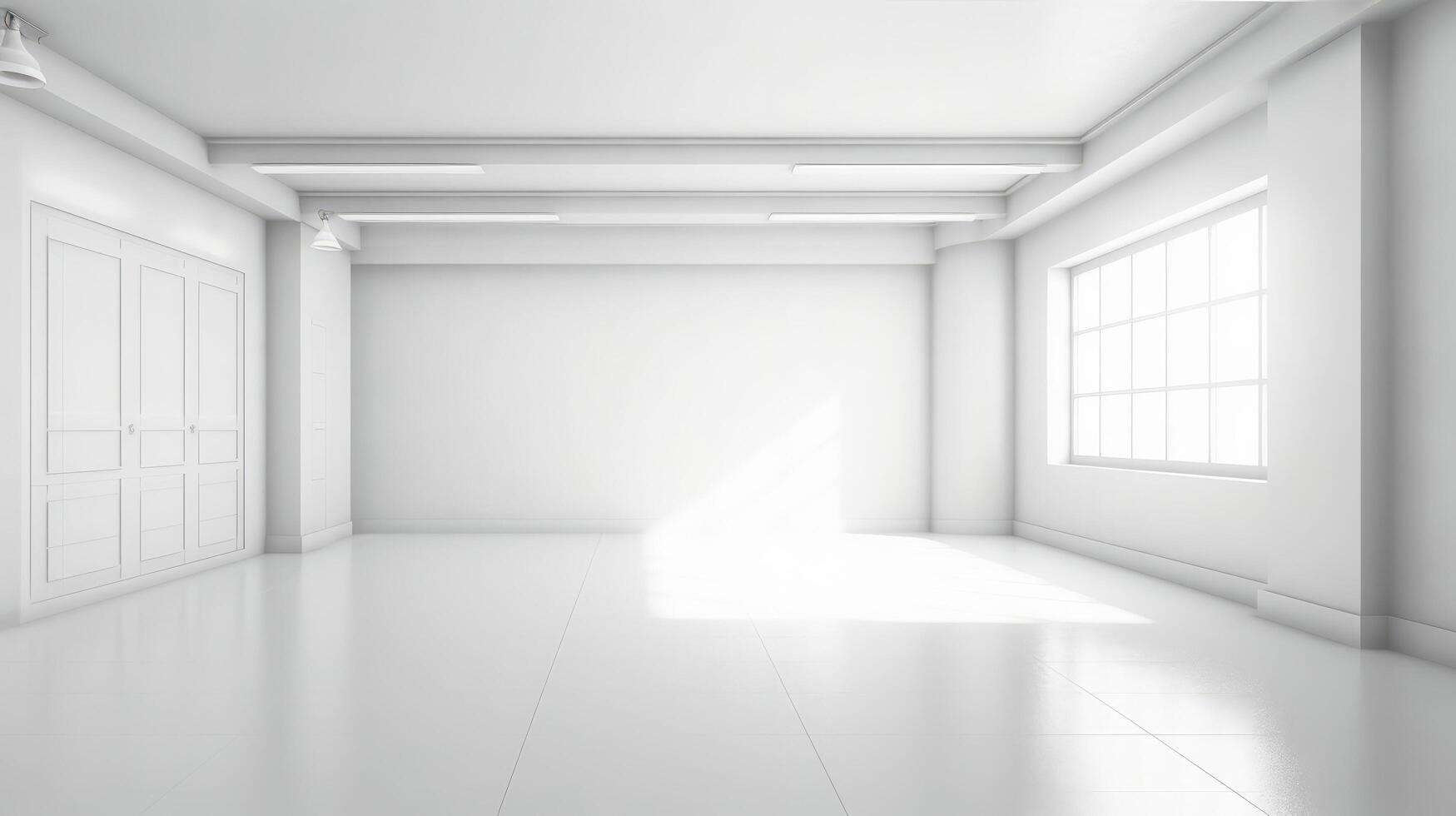Empty white studio room. Illustration photo