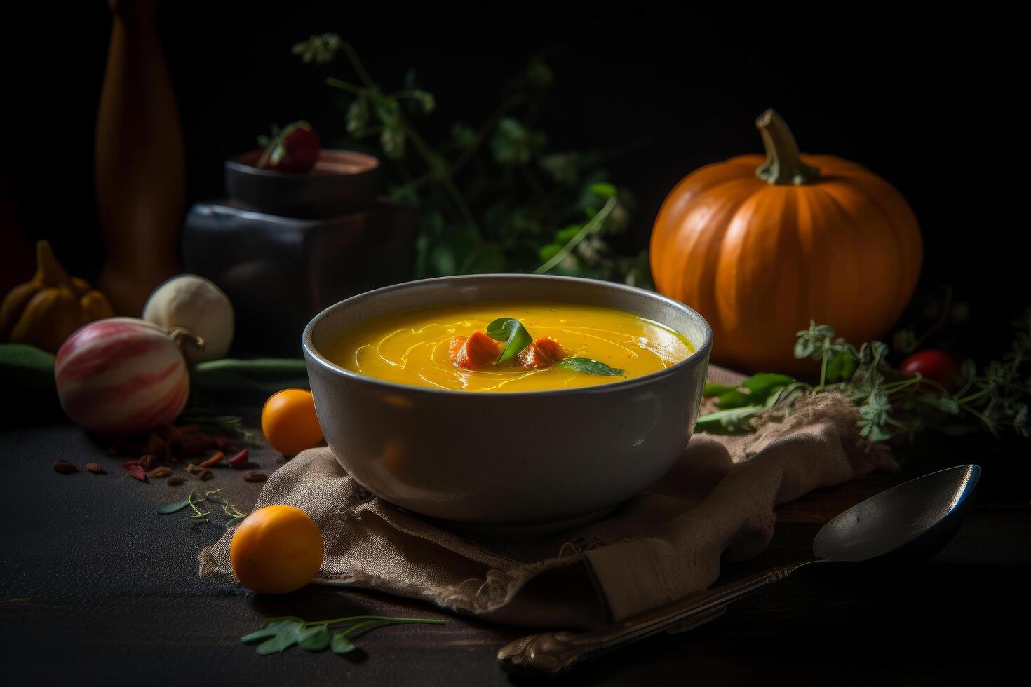 Pumpkin soup. Illustration photo