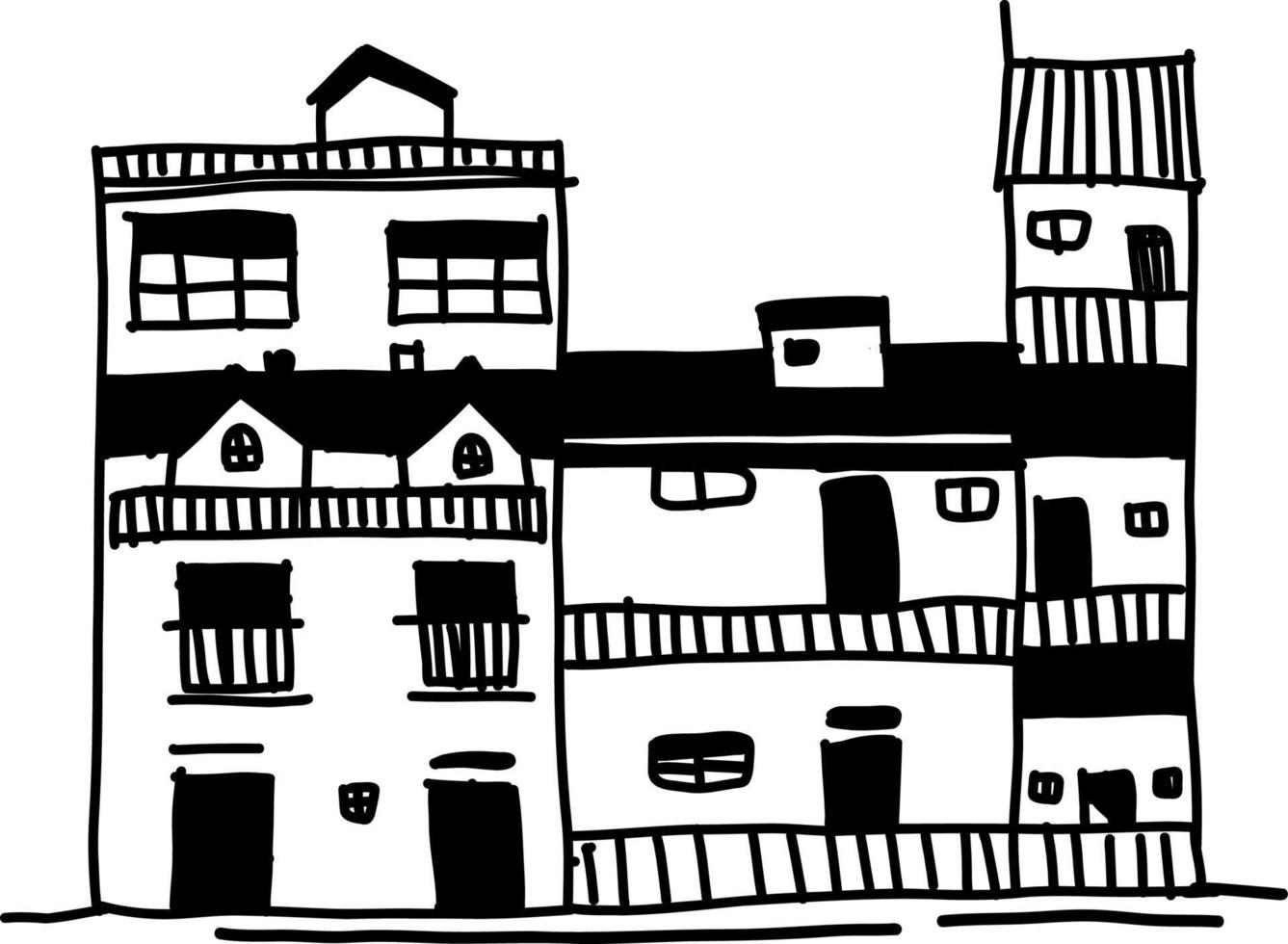 building sketch high contrast black and white vector