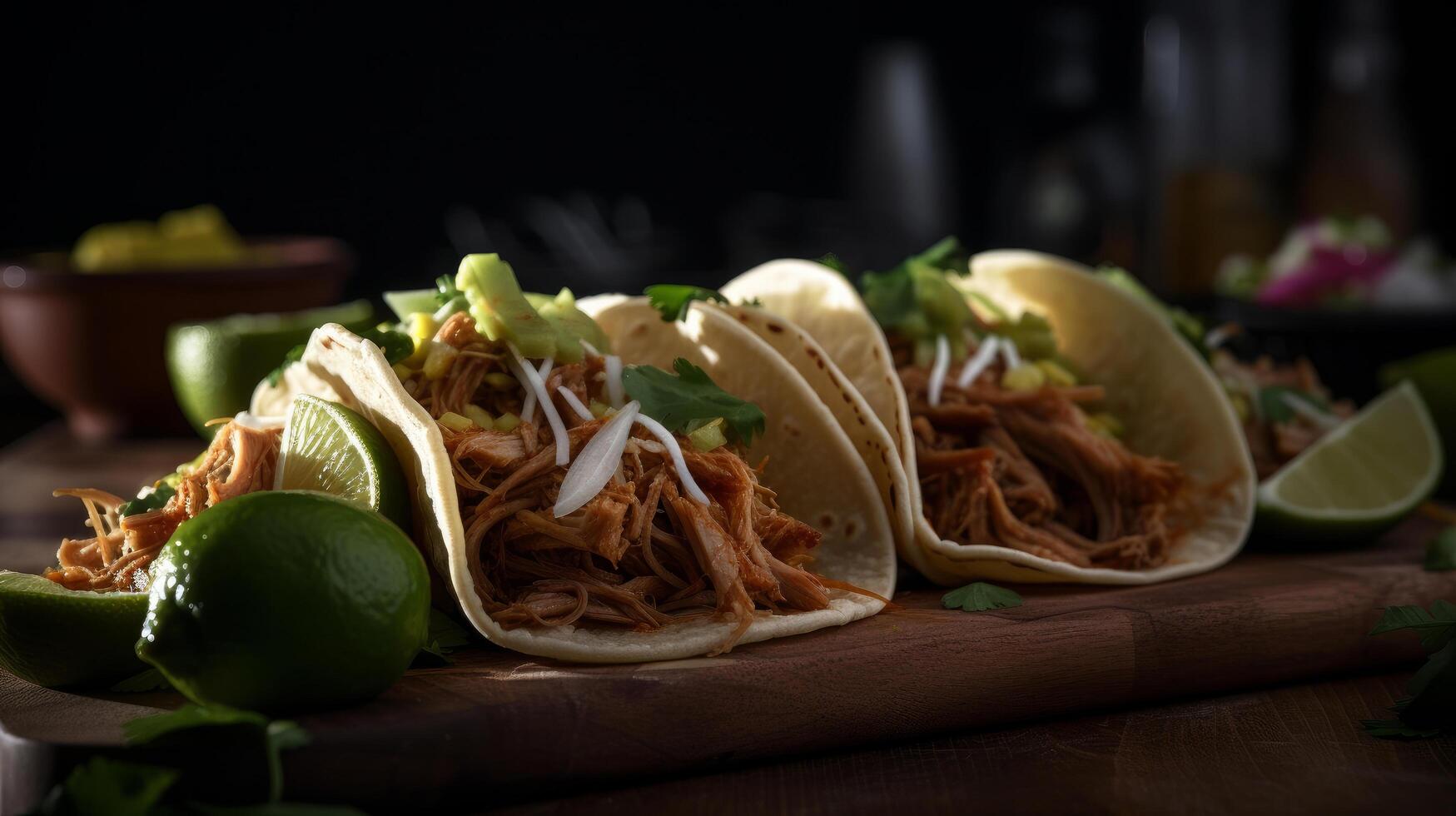 Mexican american pork carnitas taco. Illustration photo